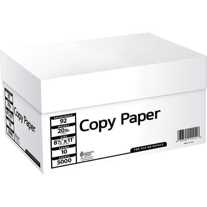 Multipurpose Copy Paper, 92 Bright, White, 8-1/2" x 11"