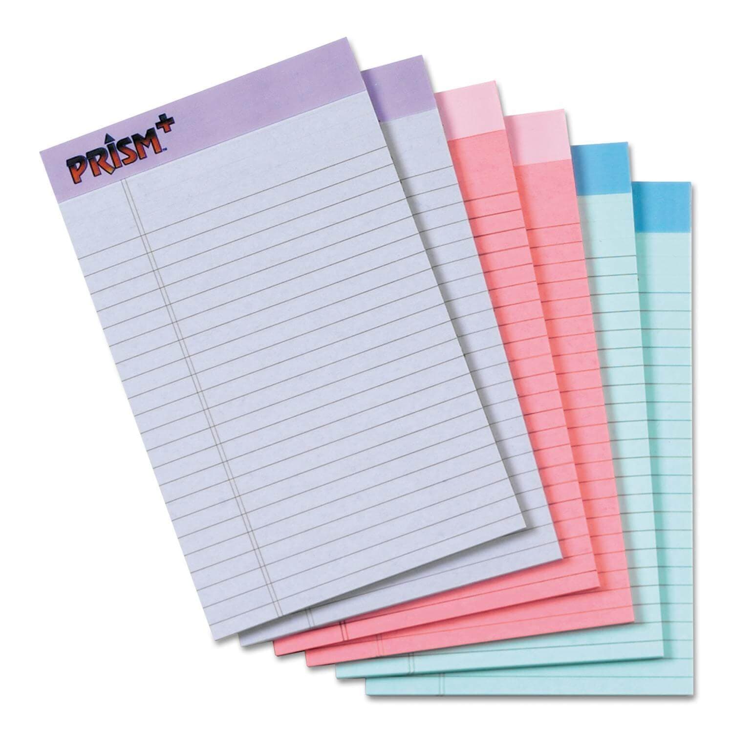 Colored Junior Legal Pads, 5 x 8, Pastels